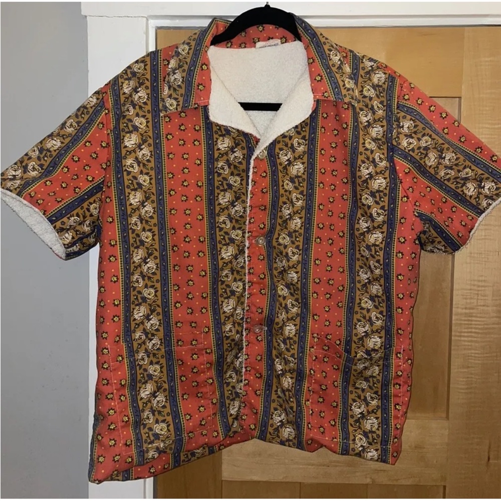 Vintage Terry Cloth Lined Cabana Camp Collar Shirt by Sun City Trend Setters